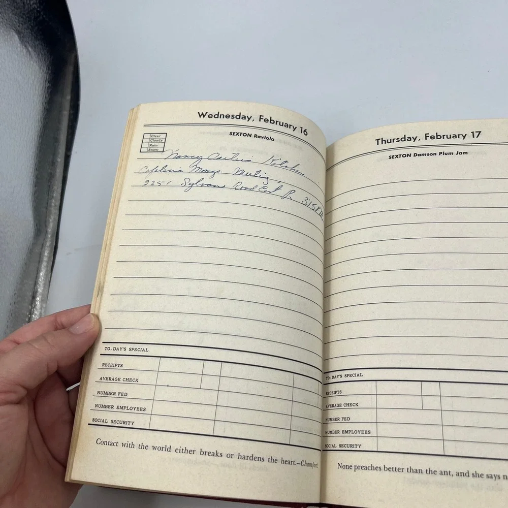 Vtg 1955 John Sexton & Co Desk Diary Cookbook 34th Edition Restaurant Ephemera